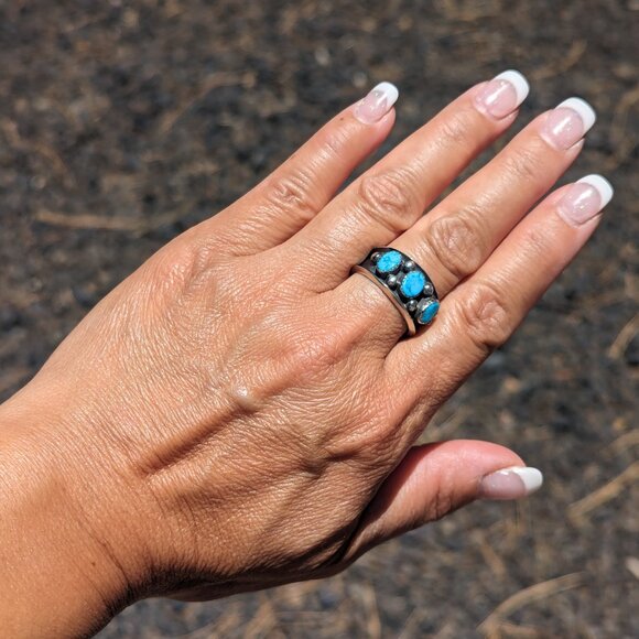 Navajo Turquoise Ring Native American Sterling Handmade Jewelry Sz 10.25US*** - Picture 4 of 8